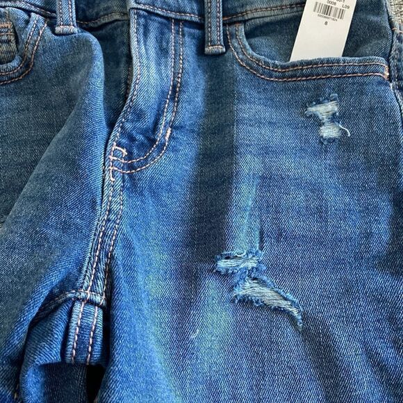 High-Waisted Ripped Rolled-Cuff Midi Jean Shorts Girls NWT Sz 8 - Picture 8 of 9